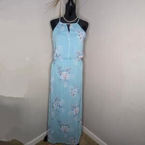 Blue floral maxi dress size medium Tacera
